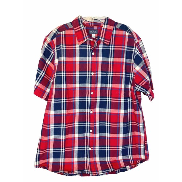 Children’s Place  Plaid Poplin Button Up Shirt - Sweet Pea Size Boys Large Lot 5 - Picture 5 of 16